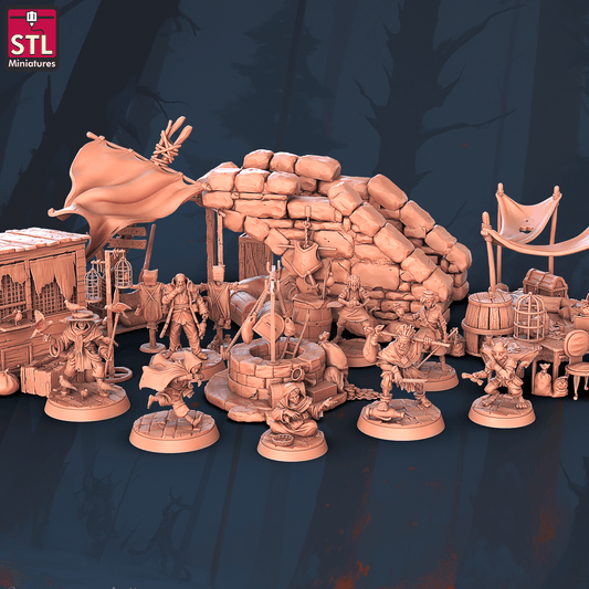 3D Printed STL Miniatures Beggars Guild Set 28 - 32mm War Gaming D&D - 3D Printing Boss 