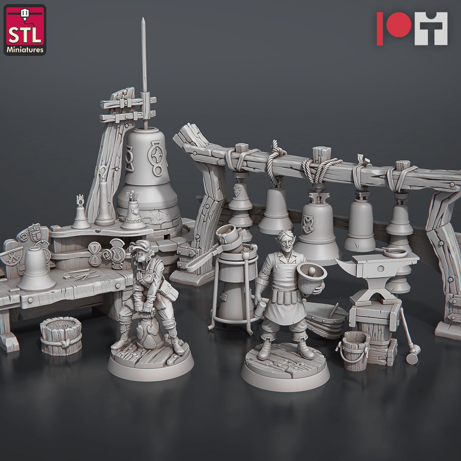 3D Printed STL Miniatures Bell Makers Set 28 - 32mm War Gaming D&D - 3D Printing Boss 