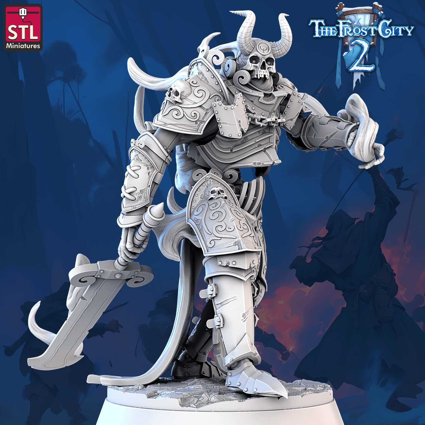 3D Printed STL Miniatures Burning Skeleton Set The Frost City 2 28 - 32mm War Gaming D&D - 3D Printing Boss 