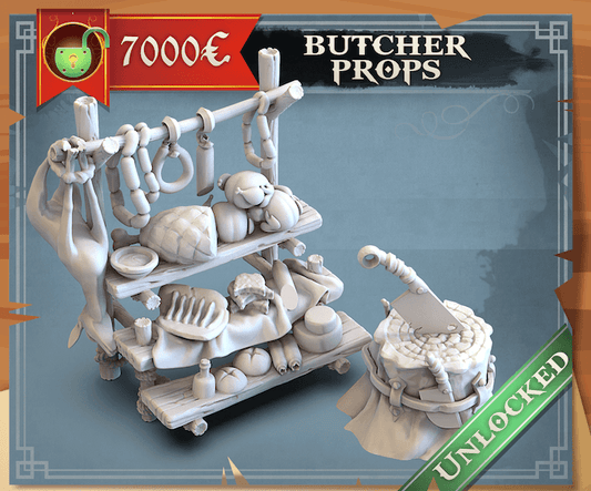 3D Printed STL Miniatures Butcher Props 28 - 32mm War Gaming D&D - 3D Printing Boss 