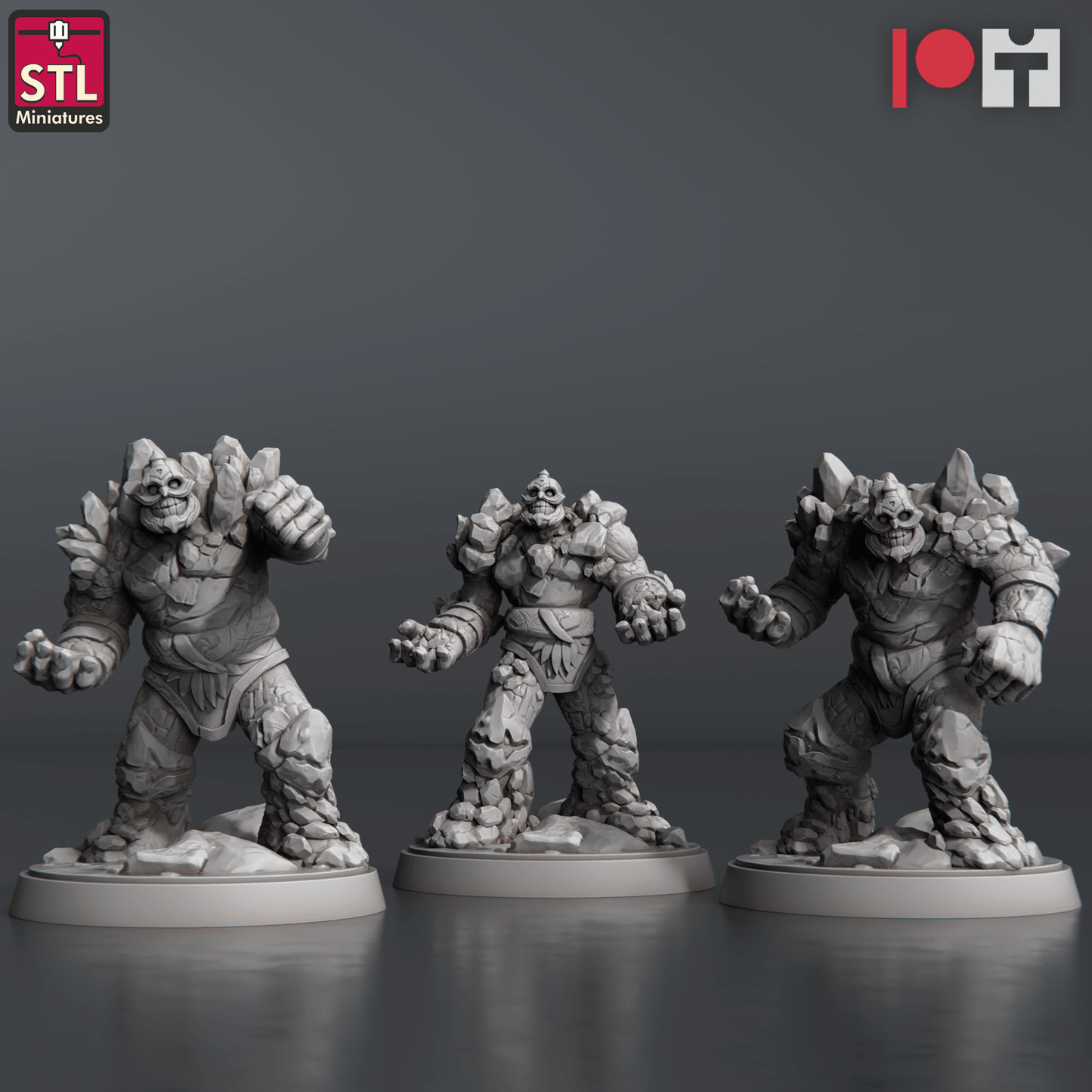 3D Printed STL Miniatures Coal Golems 28 - 32mm War Gaming D&D - 3D Printing Boss 