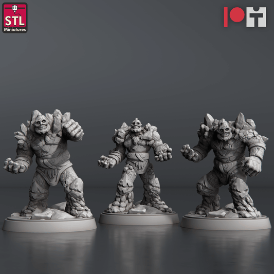 3D Printed STL Miniatures Coal Golems 28 - 32mm War Gaming D&D - 3D Printing Boss 