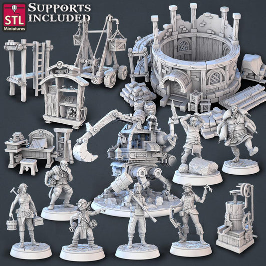 3D Printed STL Miniatures Constructors Set 28 - 32mm War Gaming D&D - 3D Printing Boss 