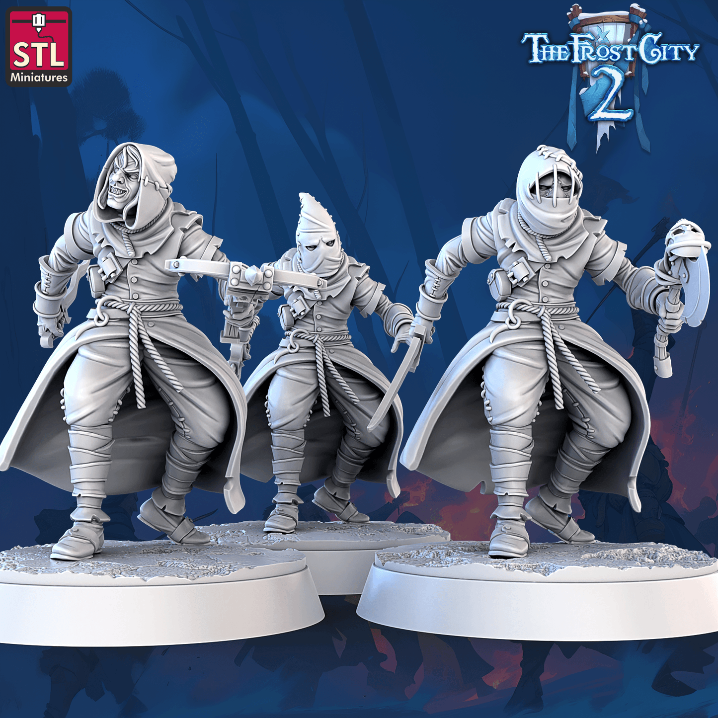 3D Printed STL Miniatures Cultist Set The Frost City 2 28 - 32mm War Gaming D&D - 3D Printing Boss 