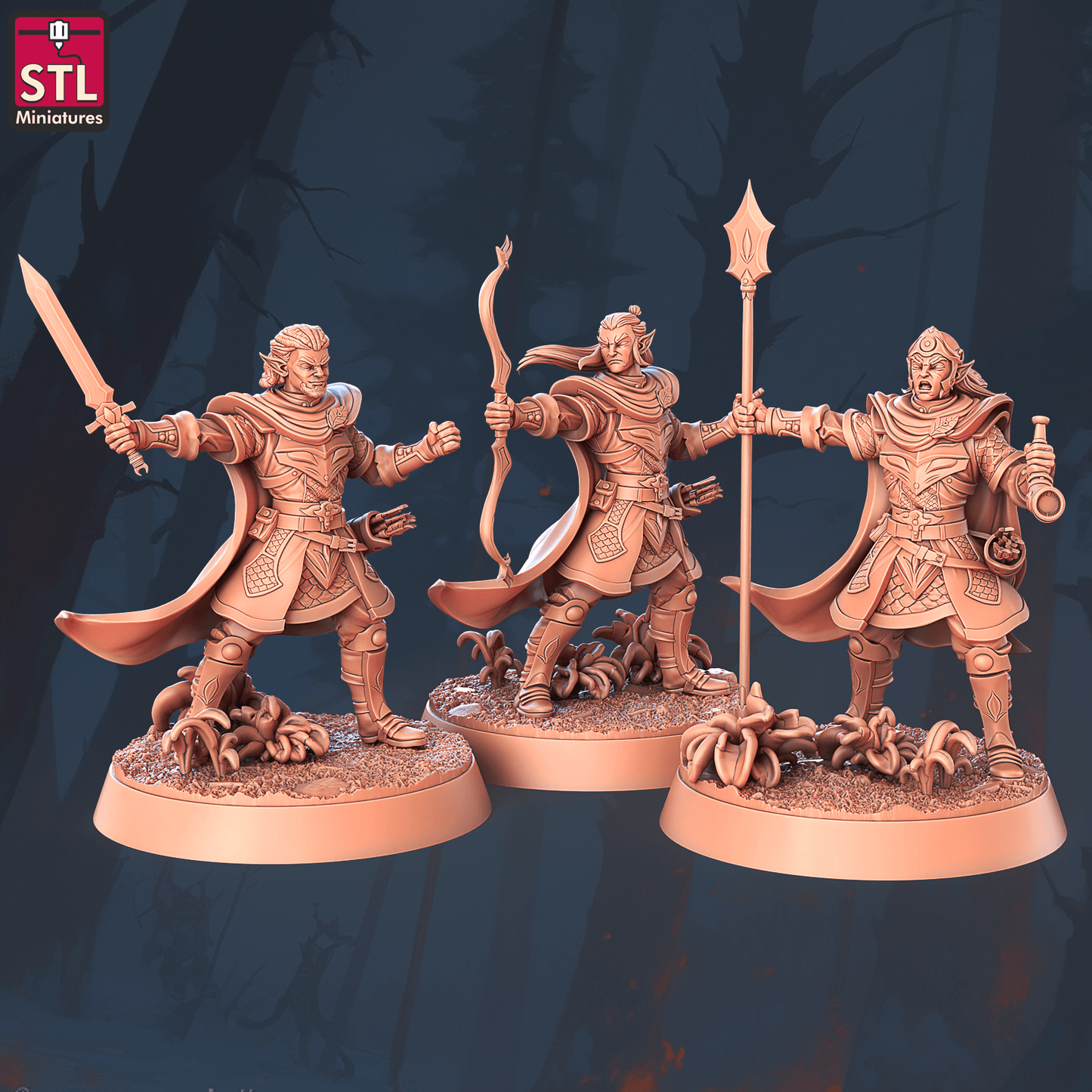 3D Printed STL Miniatures Elf Camp Set 28 - 32mm War Gaming D&D - 3D Printing Boss 