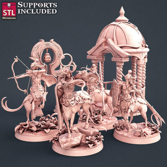 3D Printed STL Miniatures Elf Centaurs Set 28 - 32mm War Gaming D&D - 3D Printing Boss 
