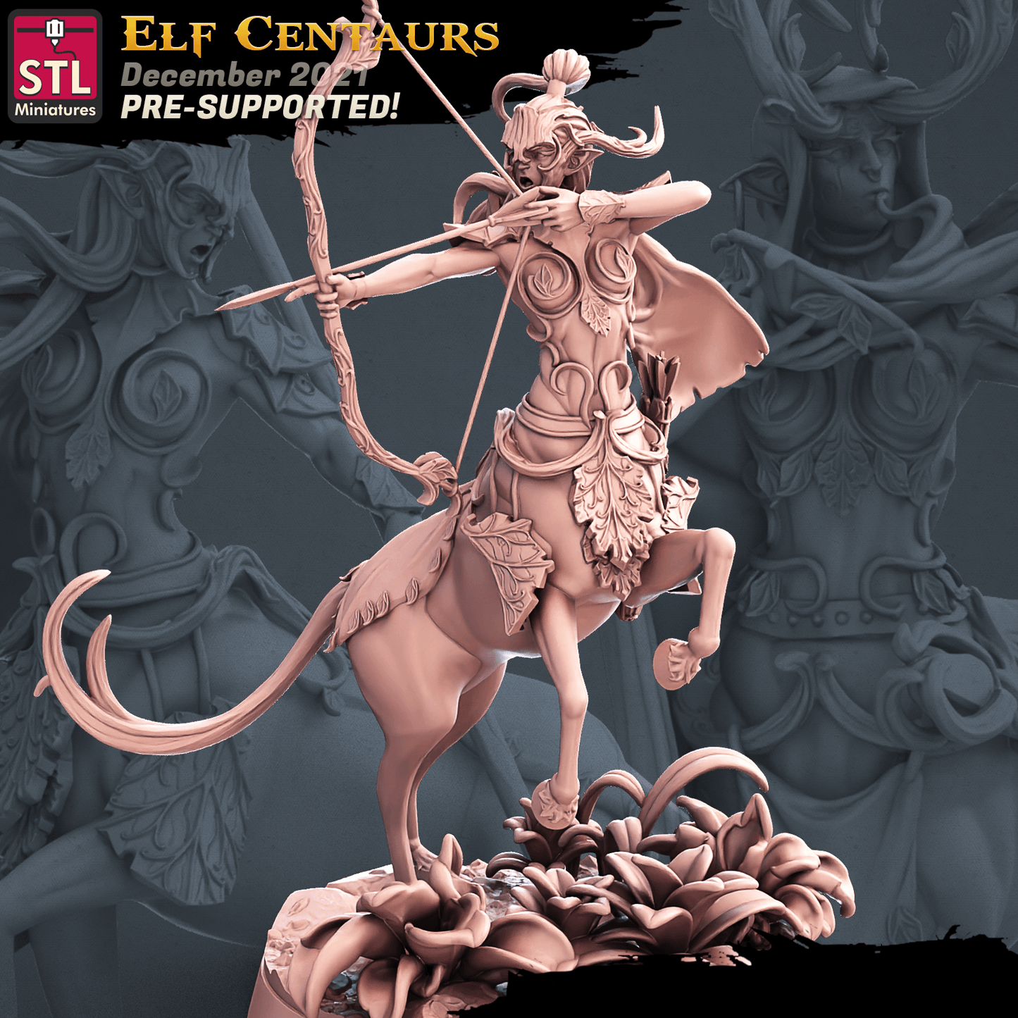 3D Printed STL Miniatures Elf Centaurs Set 28 - 32mm War Gaming D&D - 3D Printing Boss 