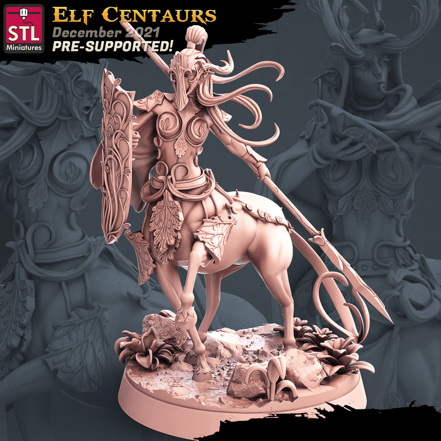 3D Printed STL Miniatures Elf Centaurs Set 28 - 32mm War Gaming D&D - 3D Printing Boss 