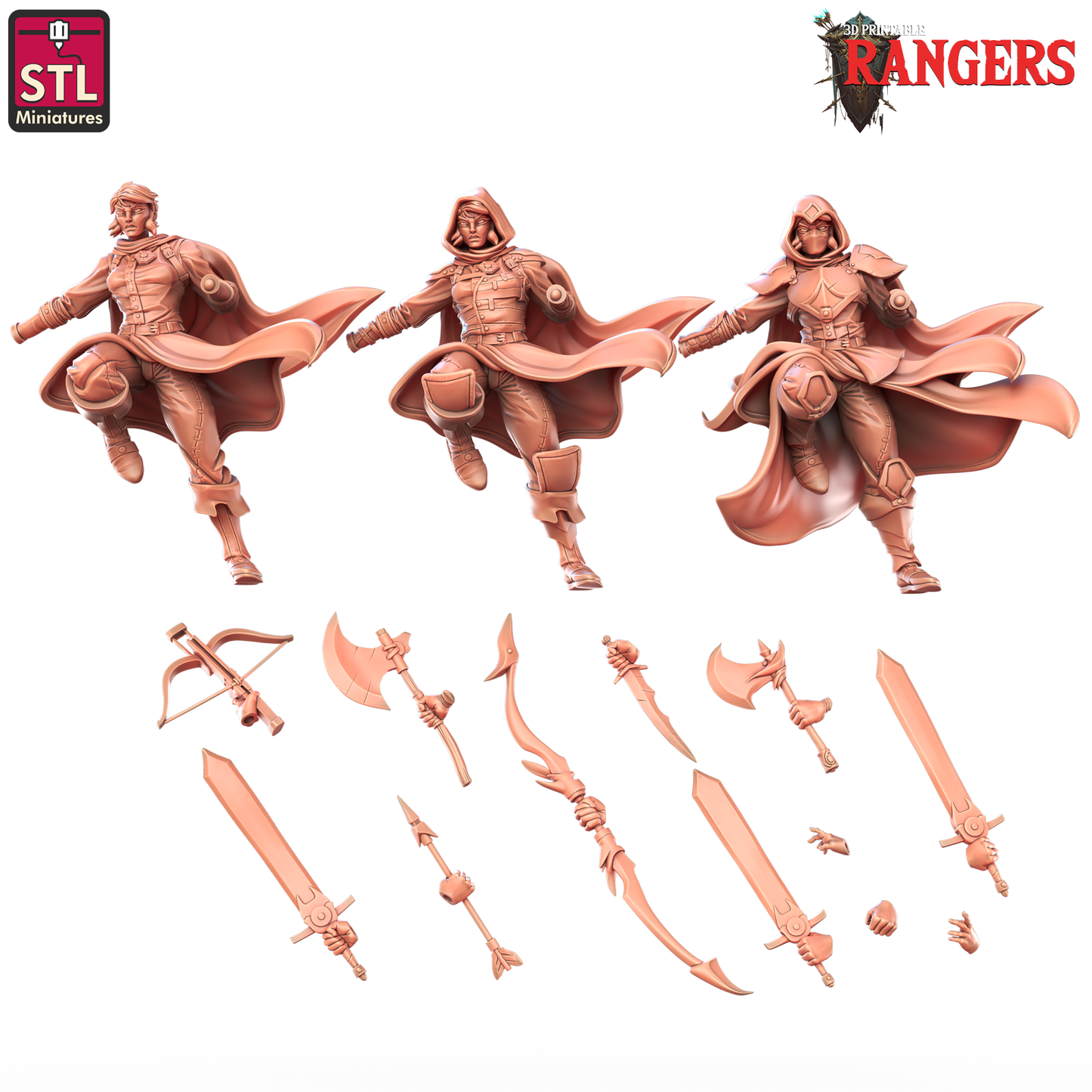 3D Printed STL Miniatures Elf Female Ranger A Rangers  28 - 32mm War Gaming D&D - 3D Printing Boss 
