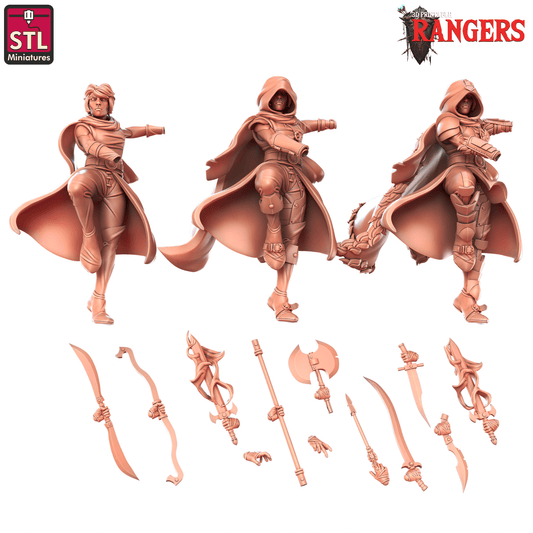 3D Printed STL Miniatures Elf Female Ranger B Rangers 28 - 32mm War Gaming D&D - 3D Printing Boss 