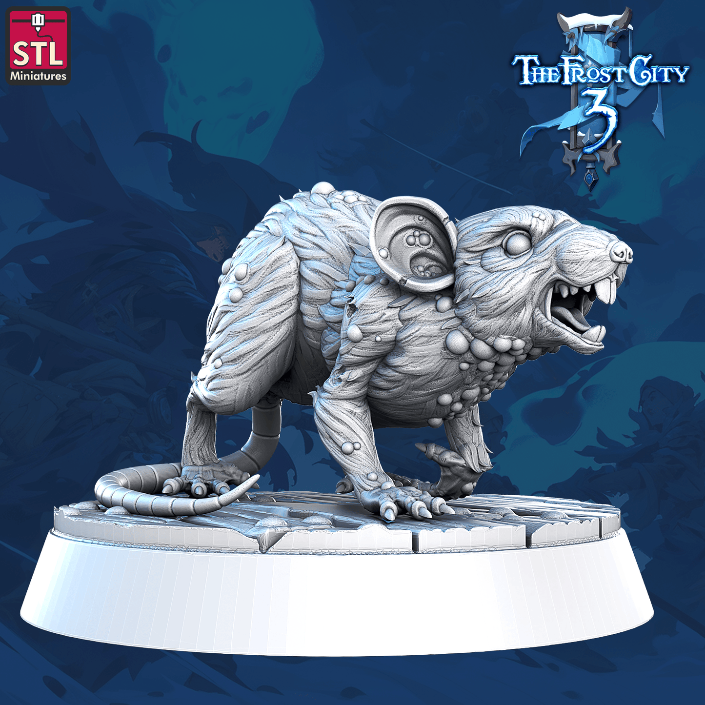 3D Printed STL Miniatures Envenomed Rat Set Core Characters The Frost City 3 28 - 32mm War Gaming D&D - 3D Printing Boss 