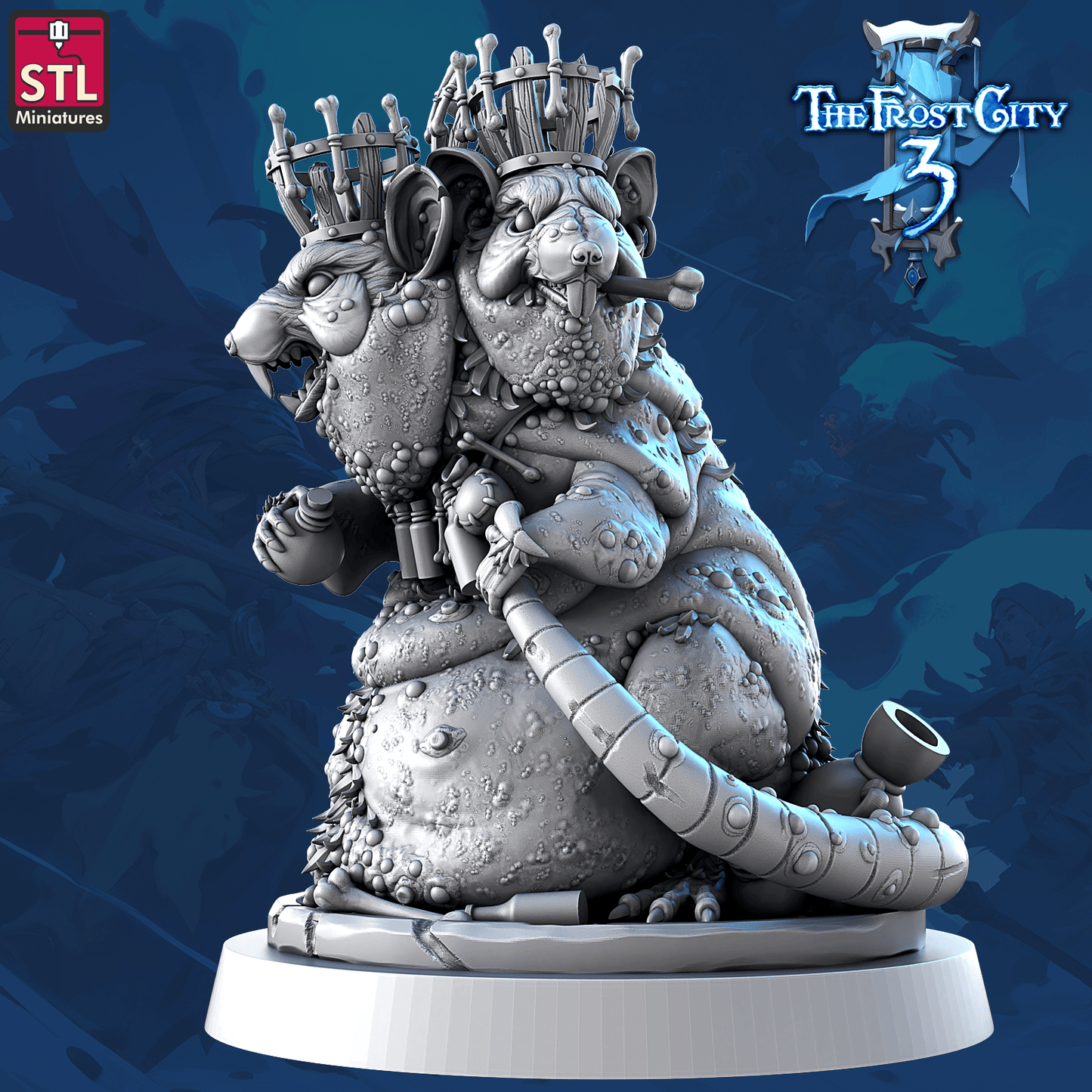 3D Printed STL Miniatures Envenomed Rat Set Core Characters The Frost City 3 28 - 32mm War Gaming D&D - 3D Printing Boss 