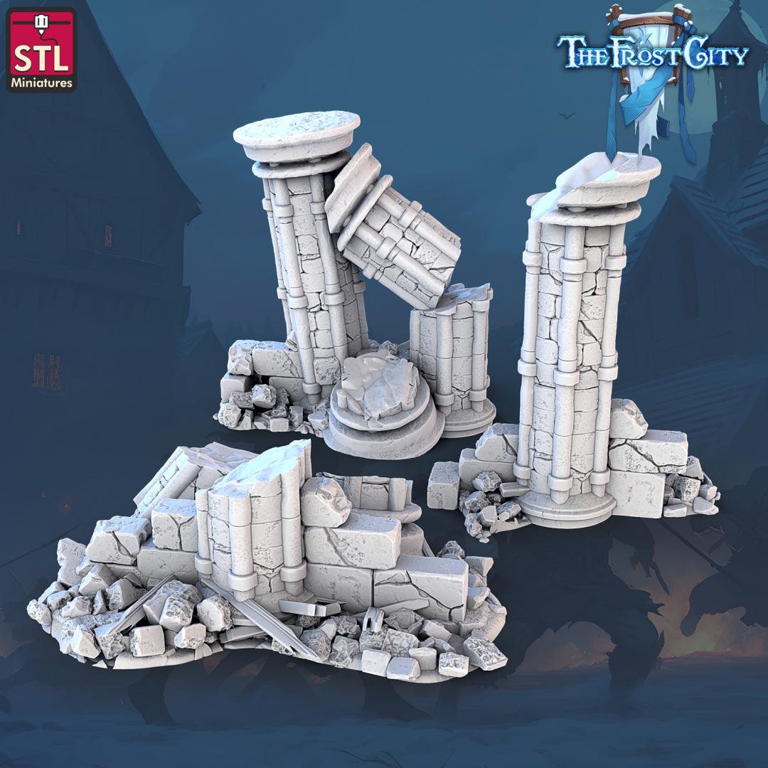 3D Printed STL Miniatures Falling Columns The Frost City 28 - 32mm War Gaming D&D - 3D Printing Boss 