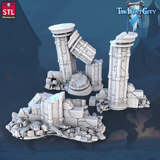3D Printed STL Miniatures Falling Columns The Frost City 28 - 32mm War Gaming D&D - 3D Printing Boss 
