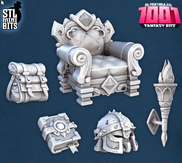 3D Printed STL Miniatures Fantasy Bits Starter Set 28 - 32mm War Gaming D&D - 3D Printing Boss 