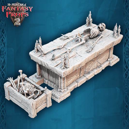 3D Printed STL Miniatures Fantasy Props 2 Dungeon Corpse Table 28 - 32mm War Gaming D&D - 3D Printing Boss 