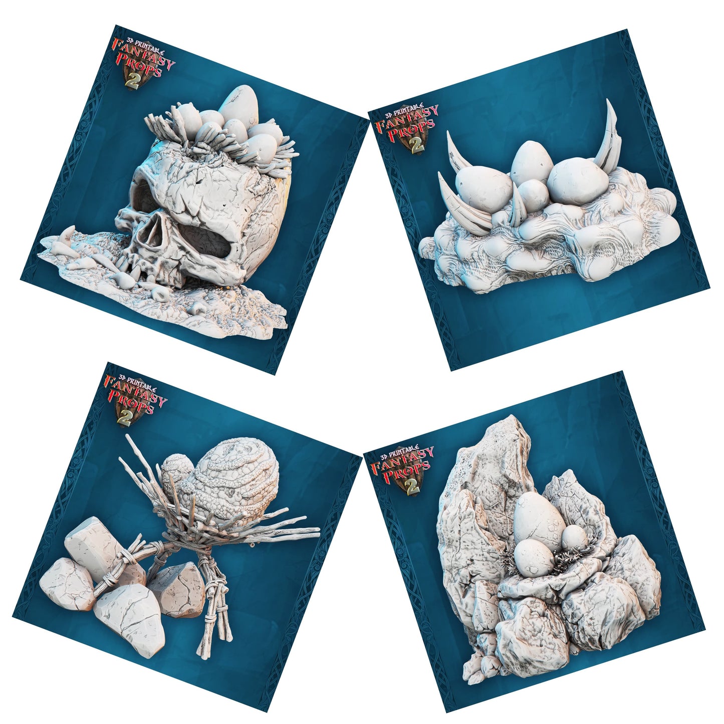 3D Printed STL Miniatures Fantasy Props 2 Dungeons Nest Set 28 - 32mm War Gaming D&D - 3D Printing Boss 