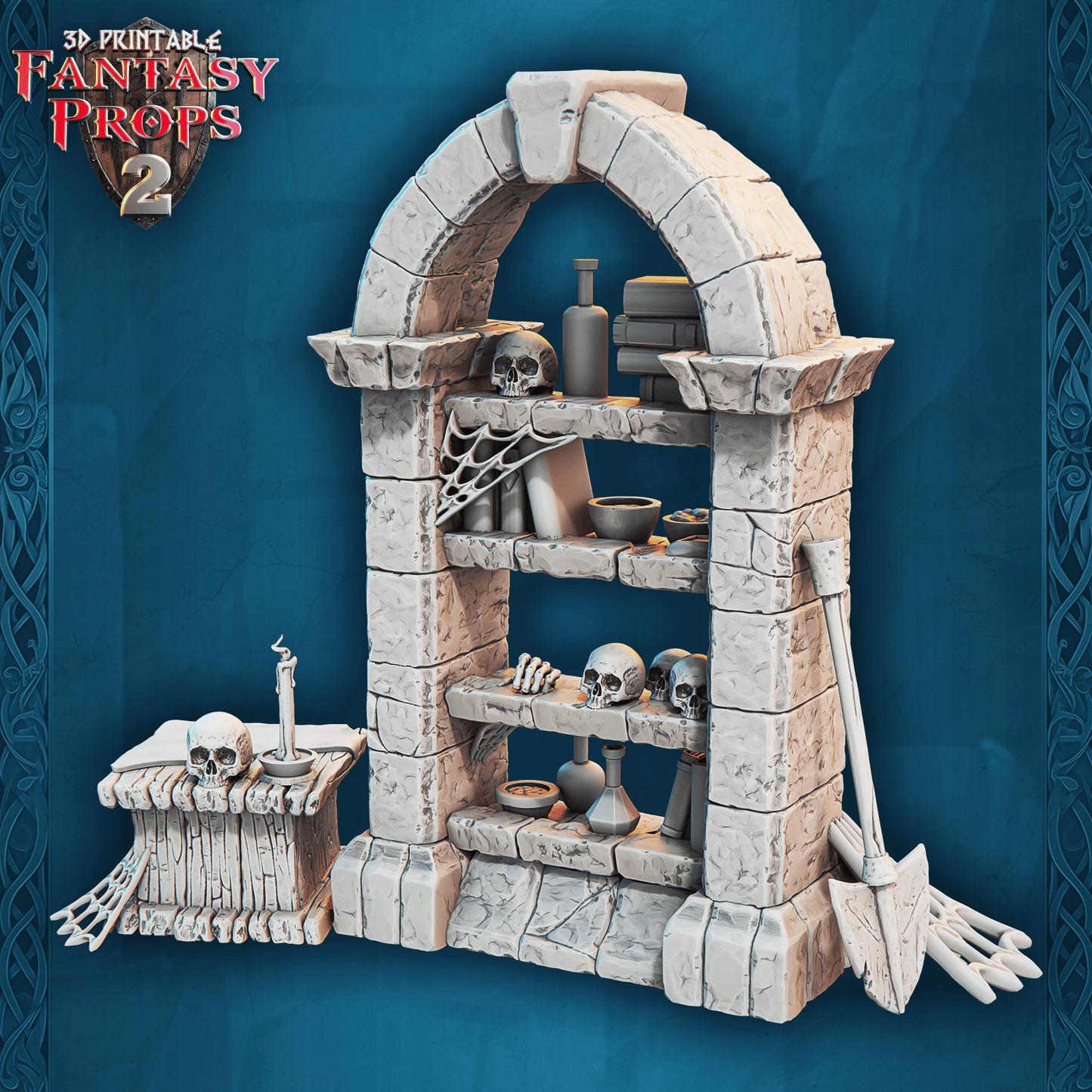 3D Printed STL Miniatures Fantasy Props 2 Dungeons Set 28 - 32mm War Gaming D&D - 3D Printing Boss 