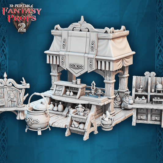 3D Printed STL Miniatures Fantasy Props 2 Herb Stall 28 - 32mm War Gaming D&D - 3D Printing Boss 