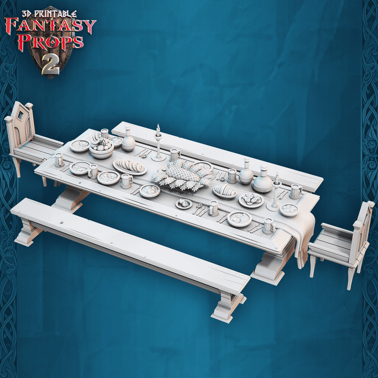 3D Printed STL Miniatures Fantasy Props 2 Tavern 28 - 32mm War Gaming D&D - 3D Printing Boss 