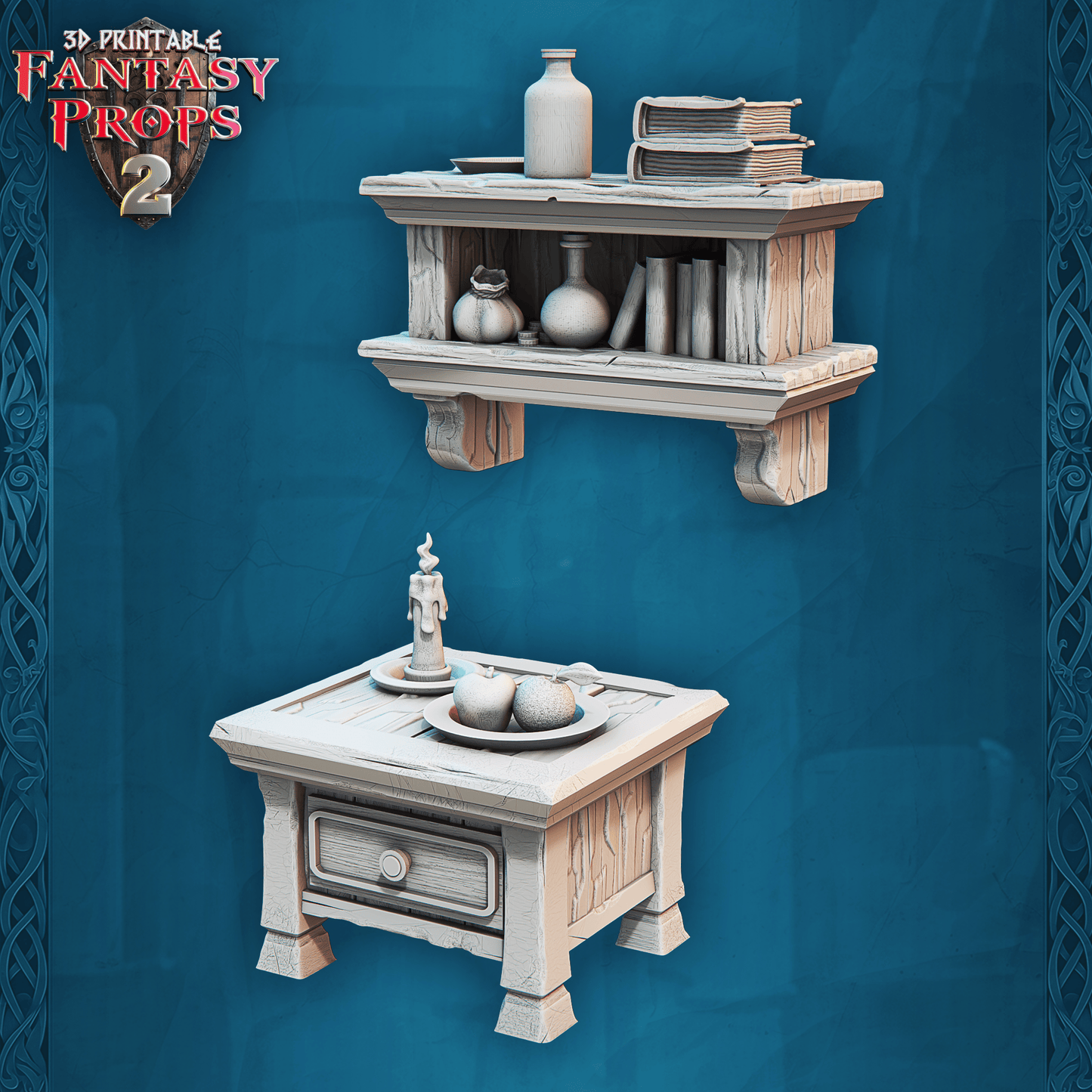 3D Printed STL Miniatures Fantasy Props 2 Tavern 28 - 32mm War Gaming D&D - 3D Printing Boss 
