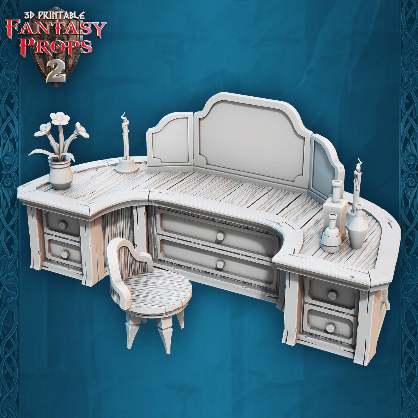 3D Printed STL Miniatures Fantasy Props 2 Tavern 28 - 32mm War Gaming D&D - 3D Printing Boss 