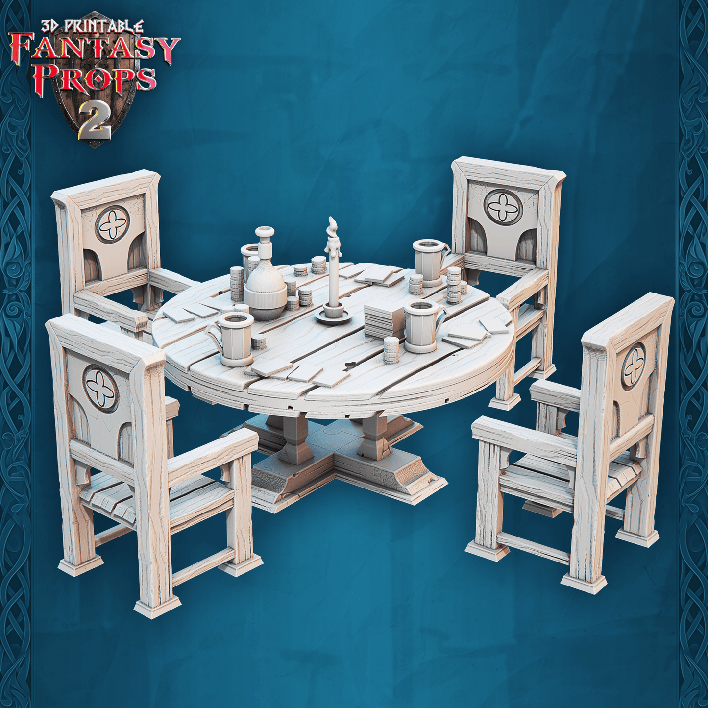 3D Printed STL Miniatures Fantasy Props 2 Tavern 28 - 32mm War Gaming D&D - 3D Printing Boss 