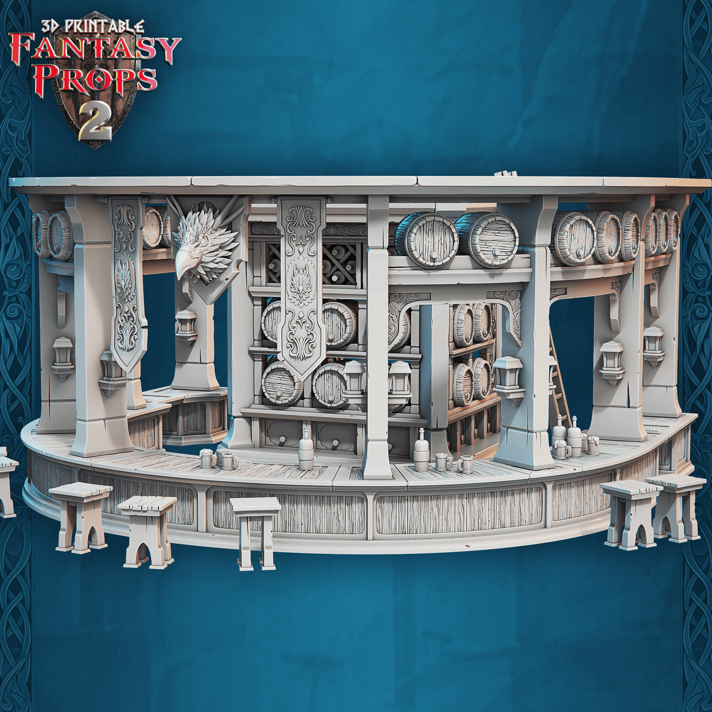 3D Printed STL Miniatures Fantasy Props 2 Tavern 28 - 32mm War Gaming D&D - 3D Printing Boss 