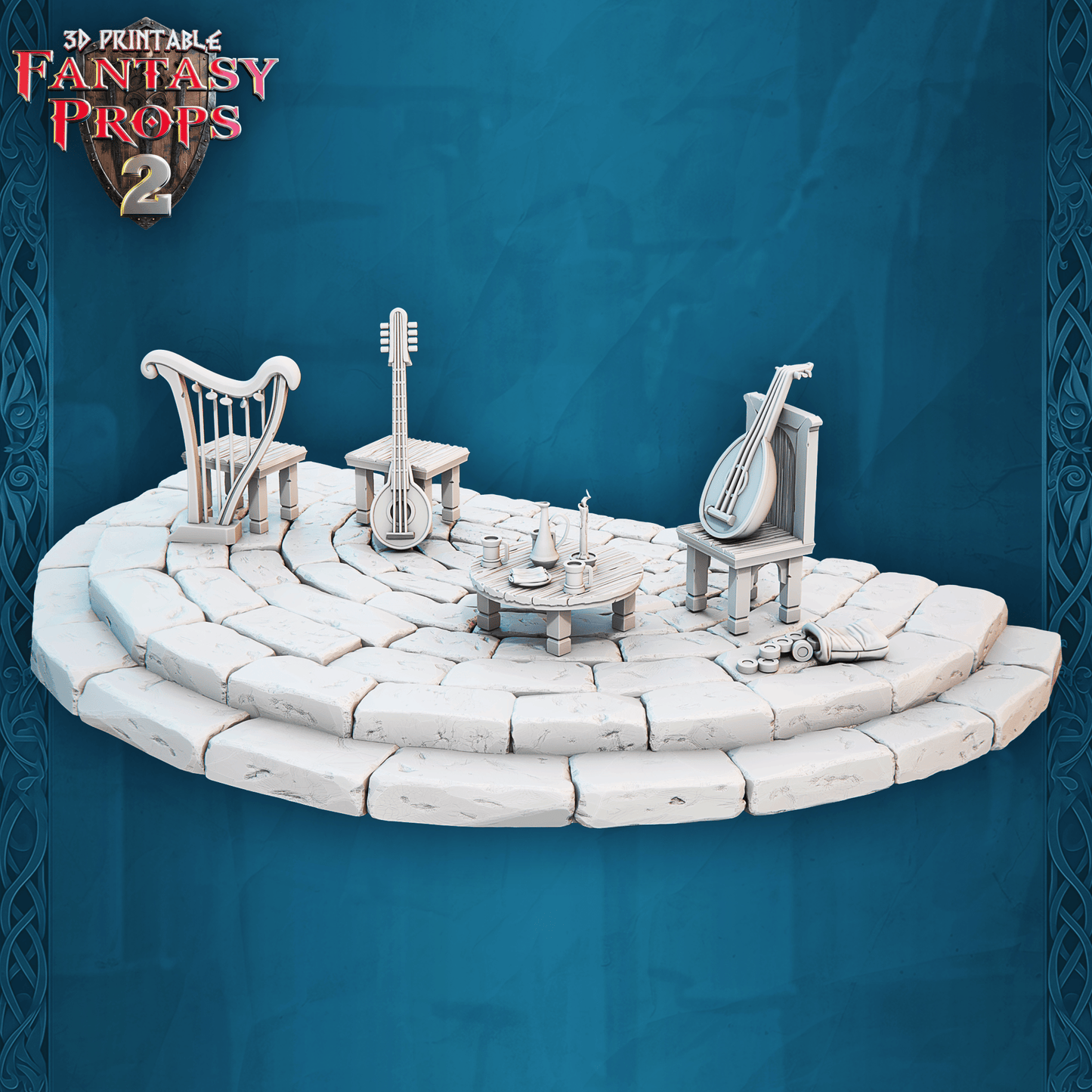 3D Printed STL Miniatures Fantasy Props 2 Tavern 28 - 32mm War Gaming D&D - 3D Printing Boss 