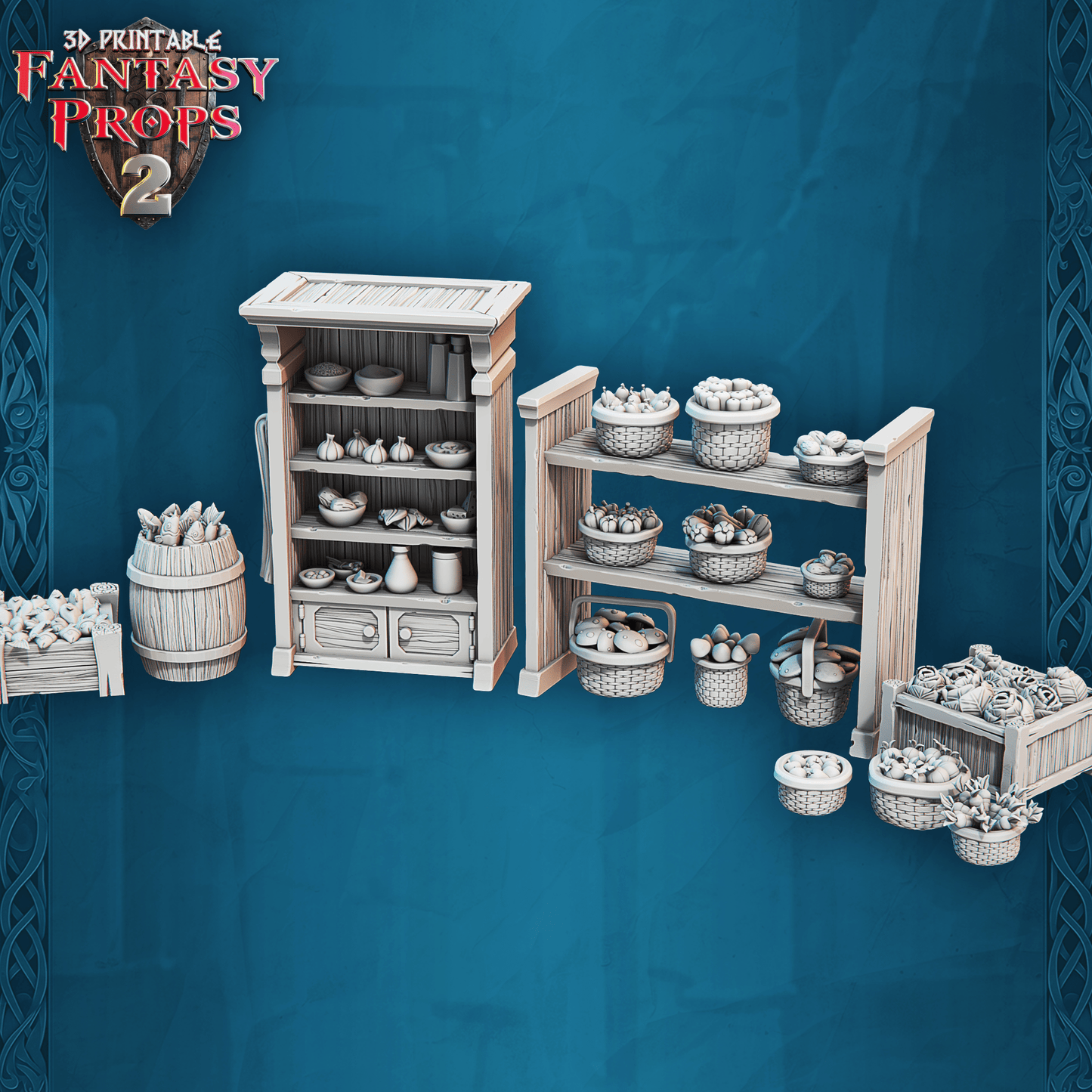 3D Printed STL Miniatures Fantasy Props 2 Tavern 28 - 32mm War Gaming D&D - 3D Printing Boss 