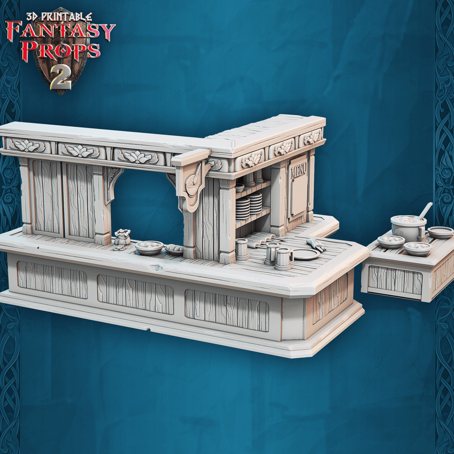 3D Printed STL Miniatures Fantasy Props 2 Tavern 28 - 32mm War Gaming D&D - 3D Printing Boss 
