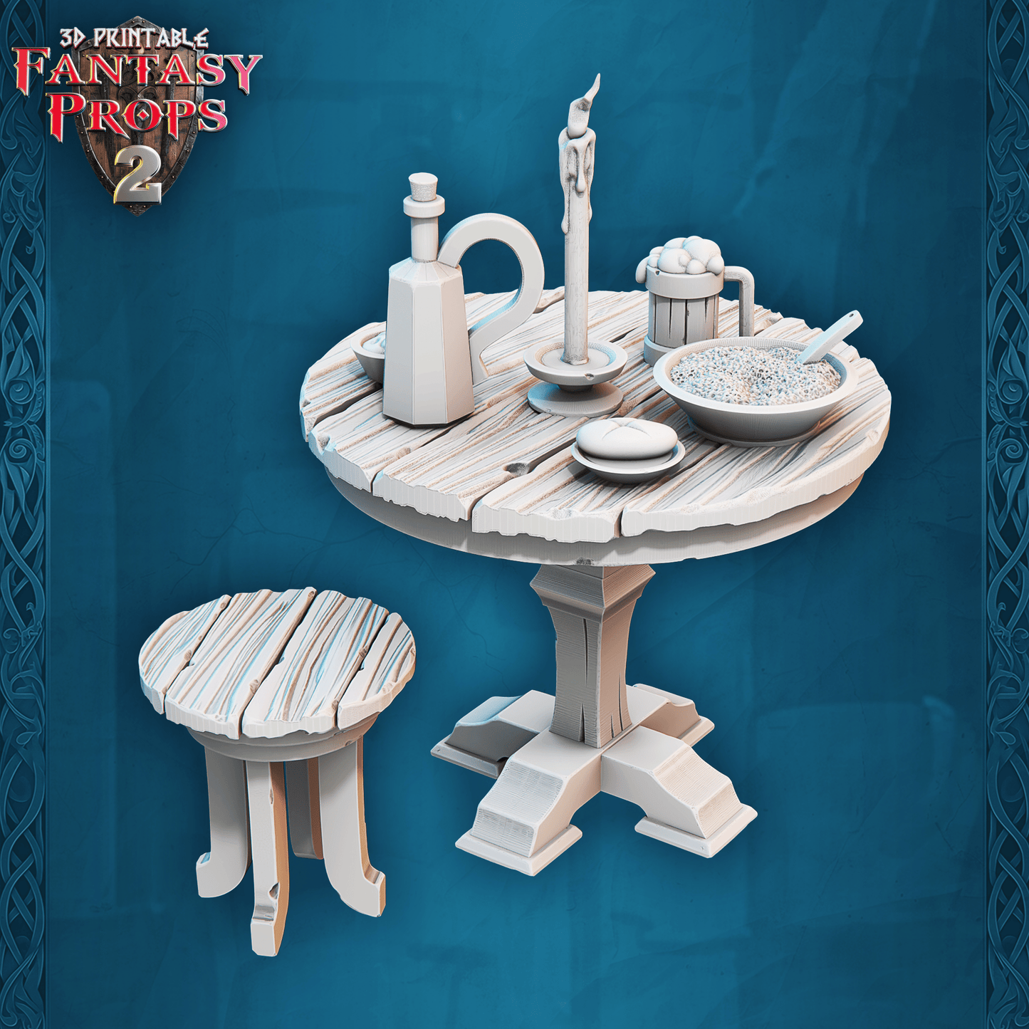 3D Printed STL Miniatures Fantasy Props 2 Tavern 28 - 32mm War Gaming D&D - 3D Printing Boss 