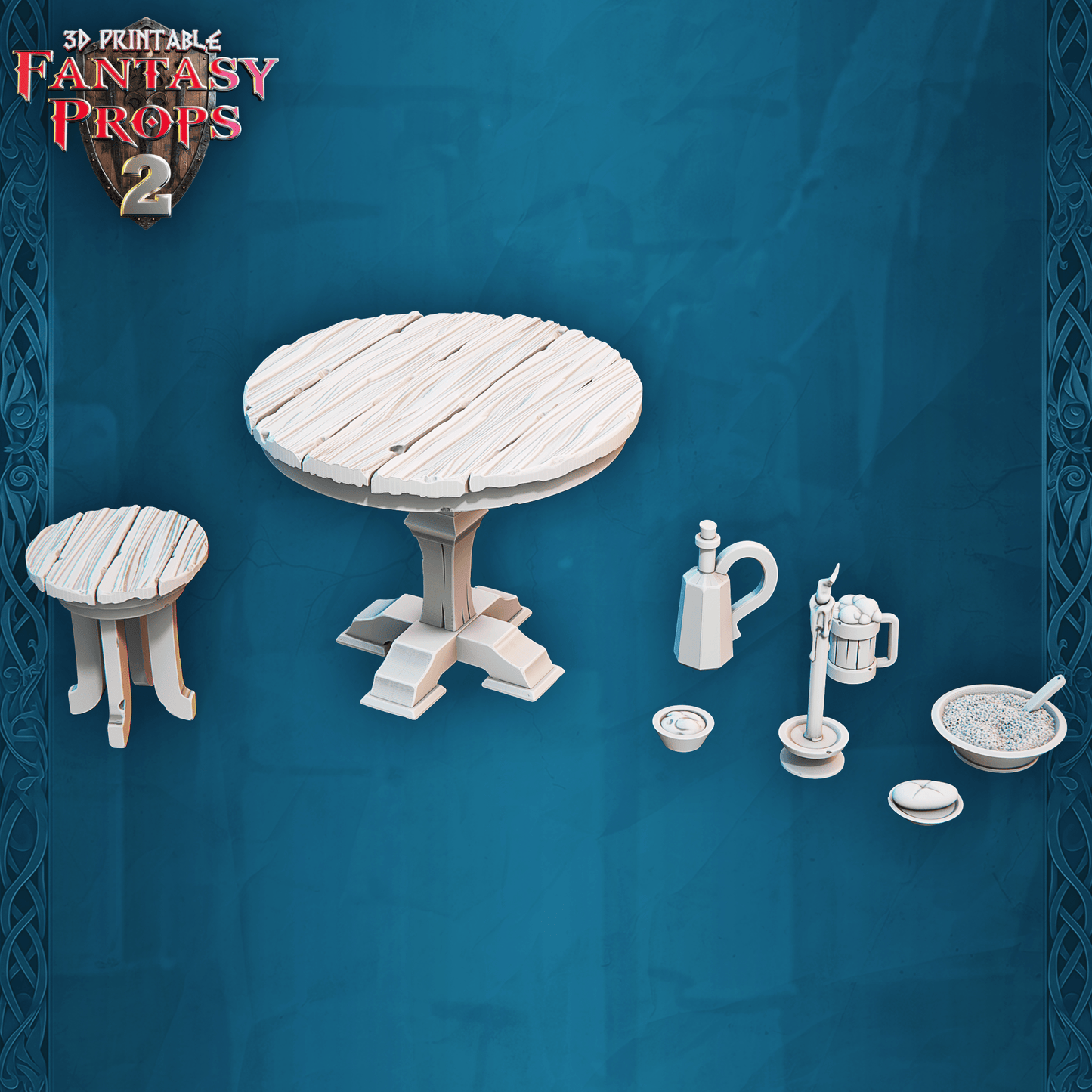 3D Printed STL Miniatures Fantasy Props 2 Tavern 28 - 32mm War Gaming D&D - 3D Printing Boss 