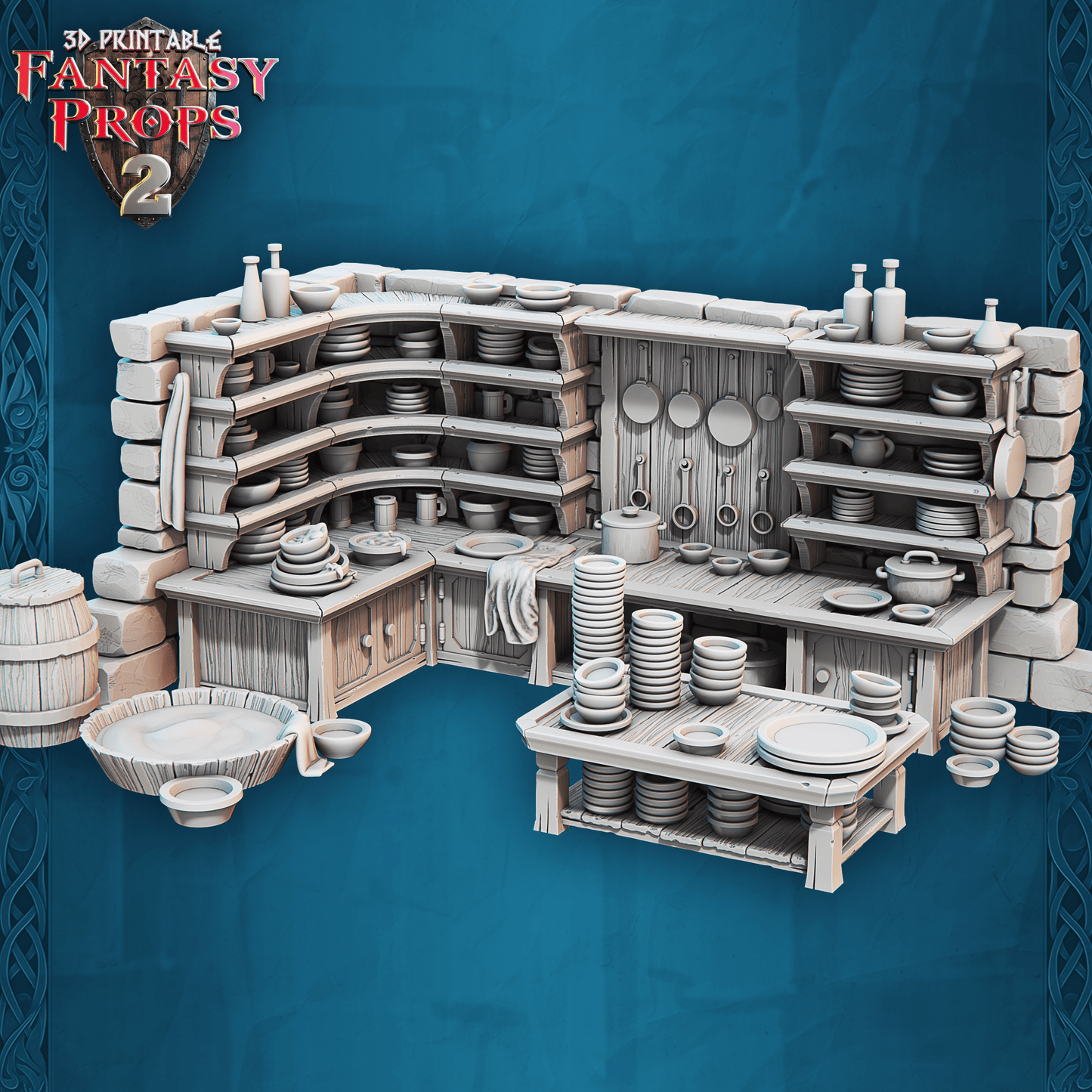 3D Printed STL Miniatures Fantasy Props 2 Tavern 28 - 32mm War Gaming D&D - 3D Printing Boss 