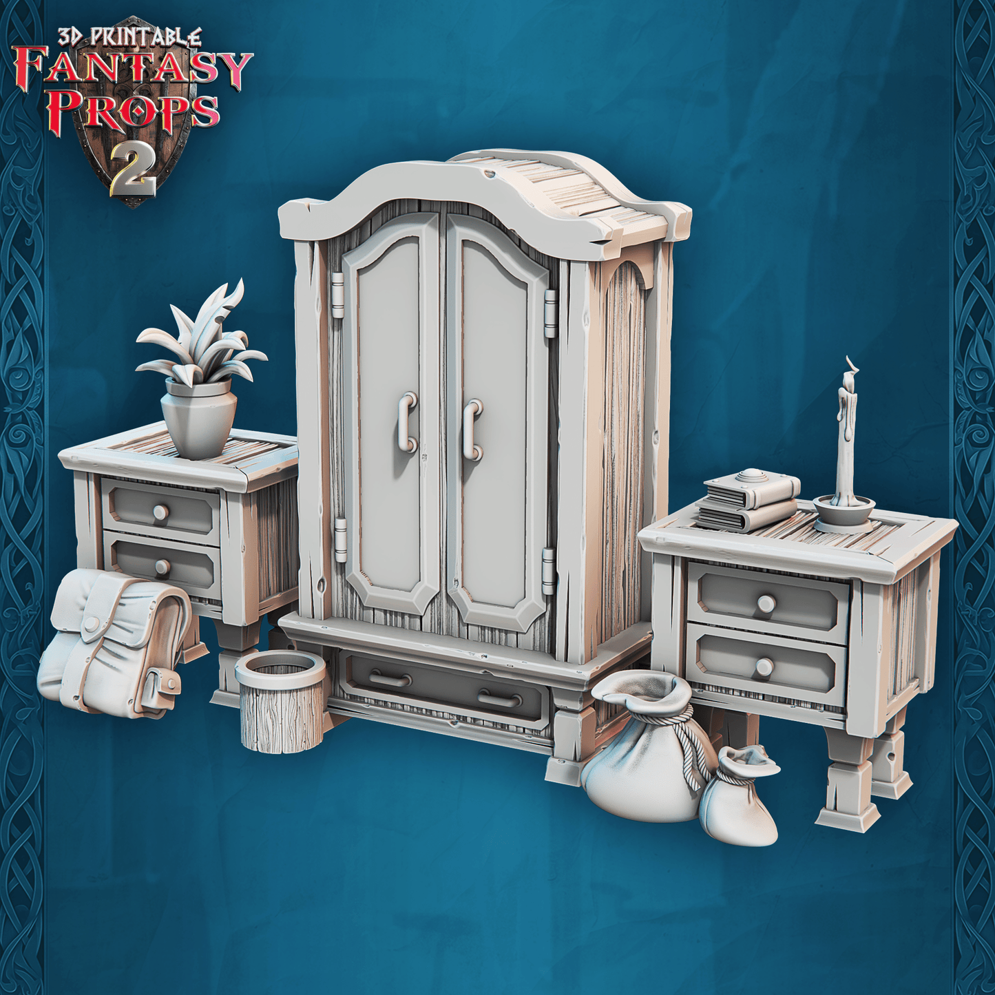 3D Printed STL Miniatures Fantasy Props 2 Tavern 28 - 32mm War Gaming D&D - 3D Printing Boss 
