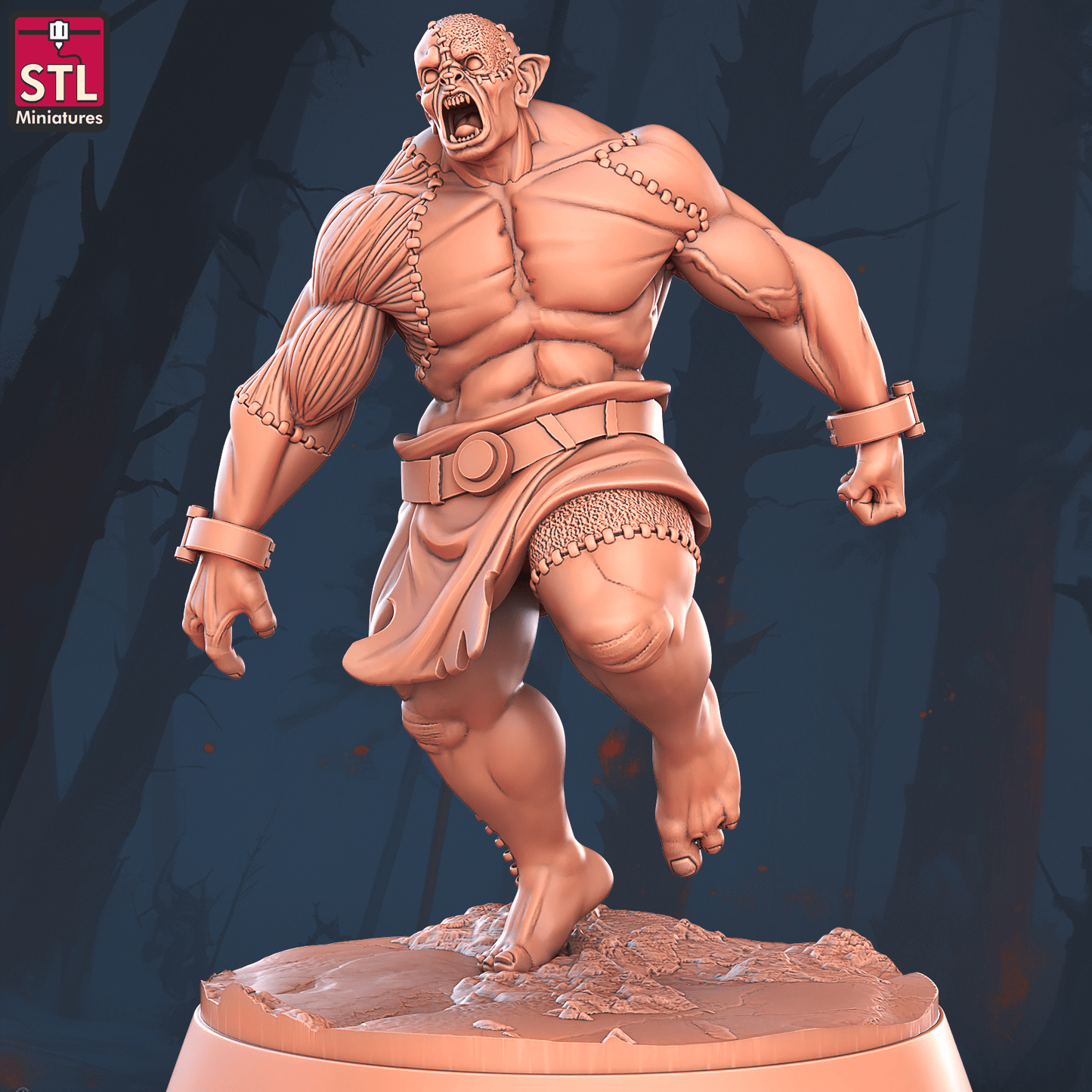 3D Printed STL Miniatures Flesh Golem 28 - 32mm War Gaming D&D - 3D Printing Boss 