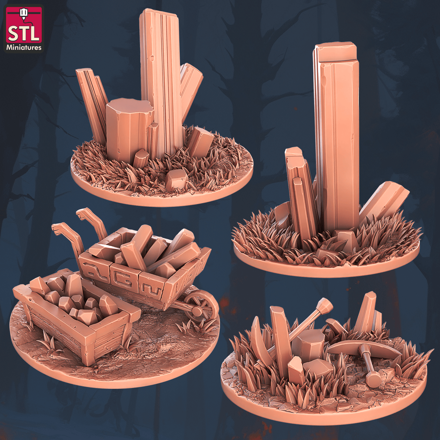 3D Printed STL Miniatures Floating Islands Set 28 - 32mm War Gaming D&D - 3D Printing Boss 