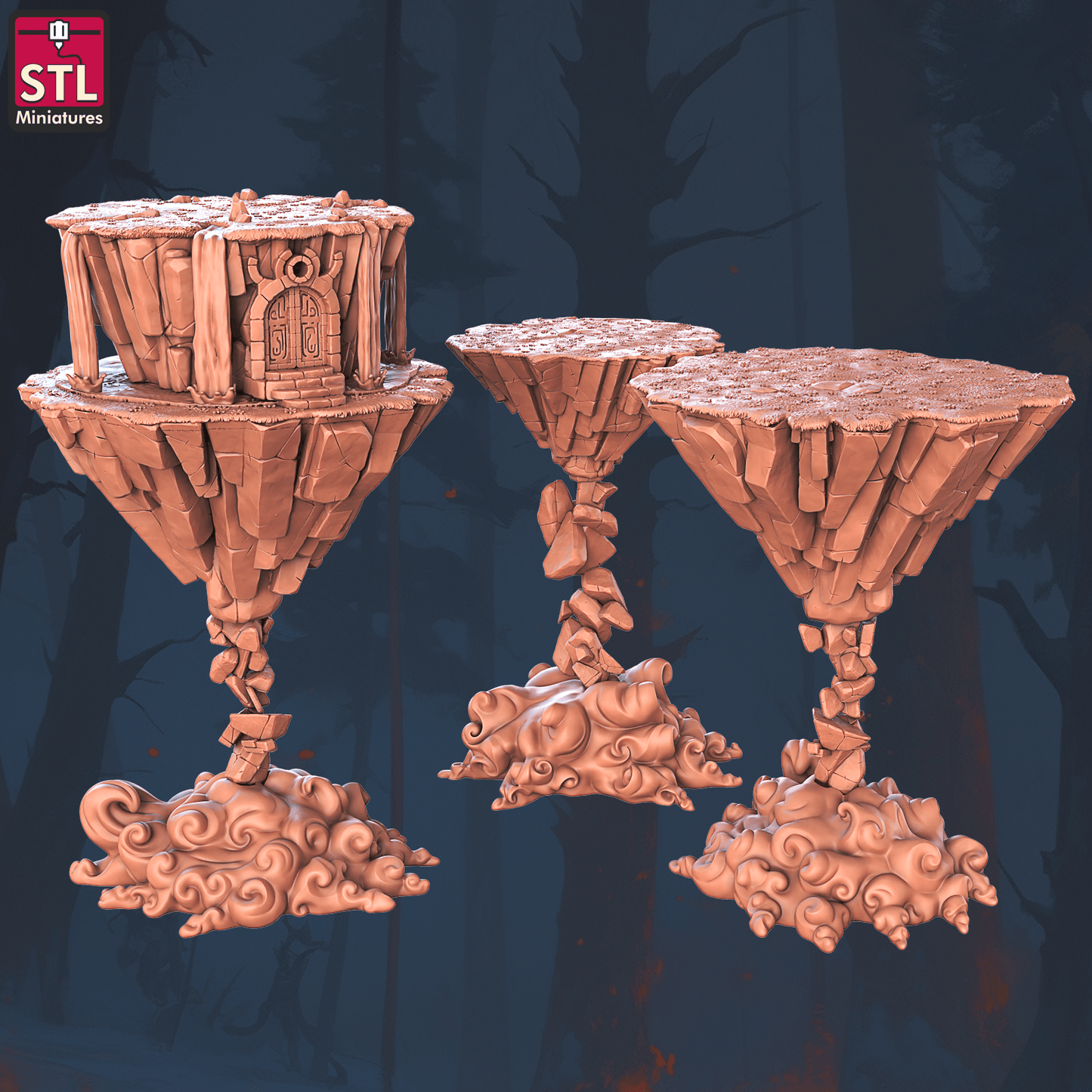 3D Printed STL Miniatures Floating Islands Set 28 - 32mm War Gaming D&D - 3D Printing Boss 