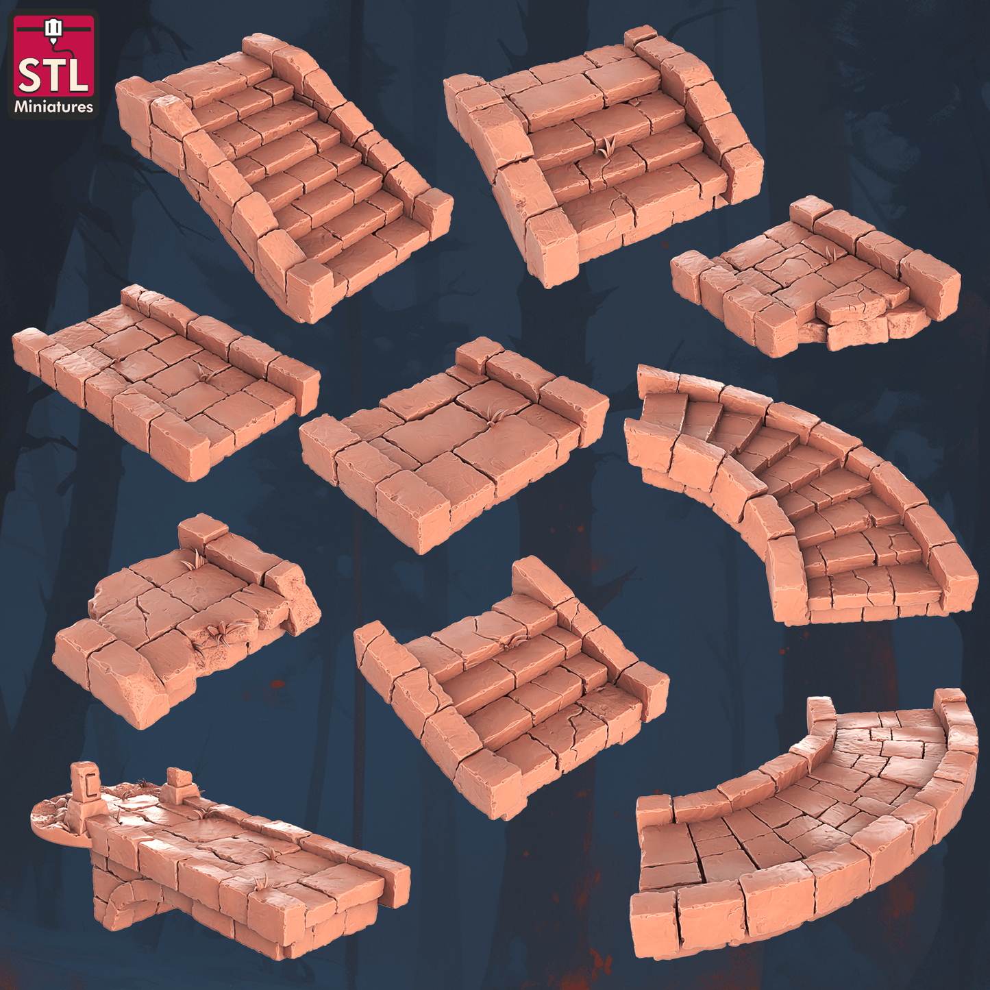 3D Printed STL Miniatures Floating Islands Set 28 - 32mm War Gaming D&D - 3D Printing Boss 