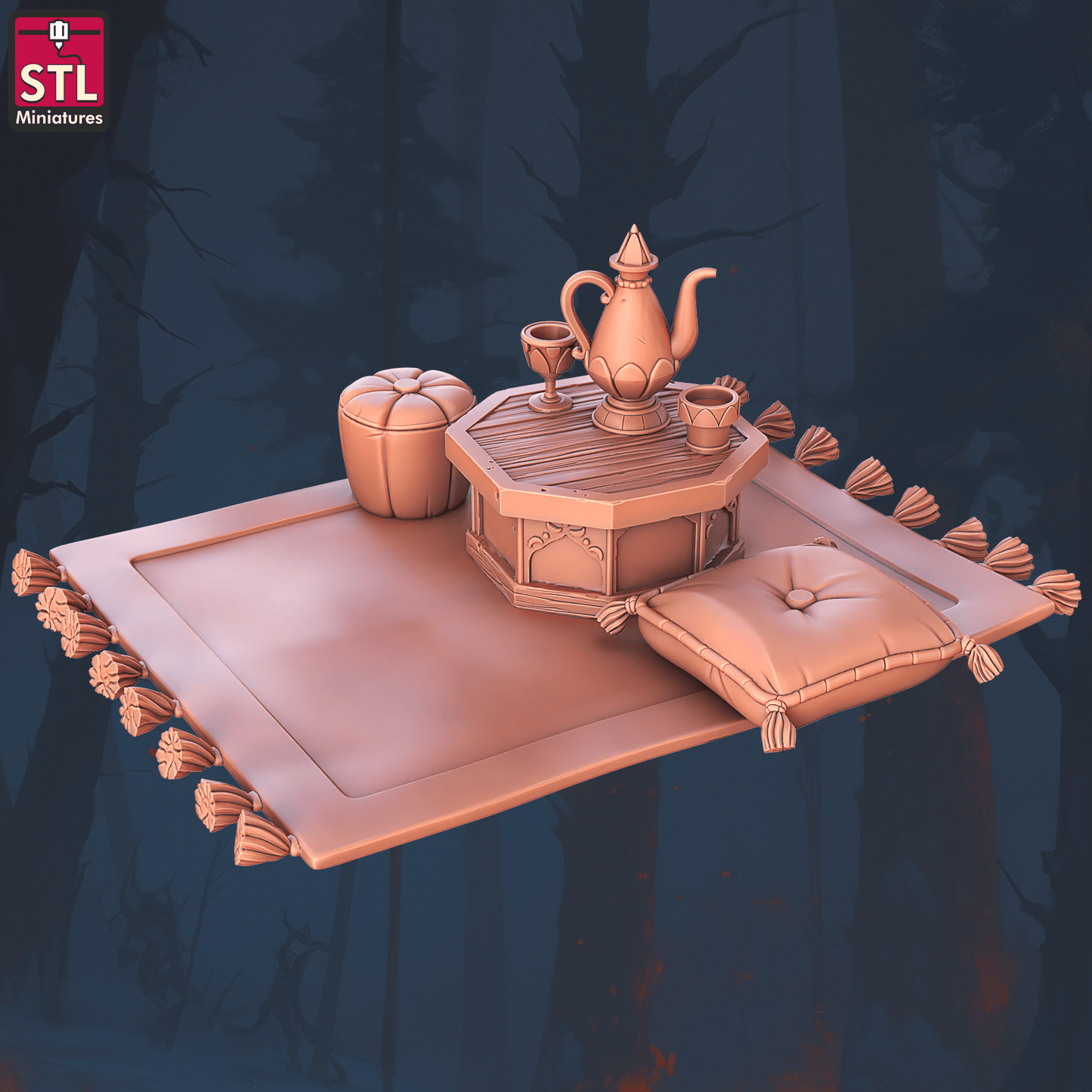 3D Printed STL Miniatures Flying Carpet Vendor Set 28 - 32mm War Gaming D&D - 3D Printing Boss 