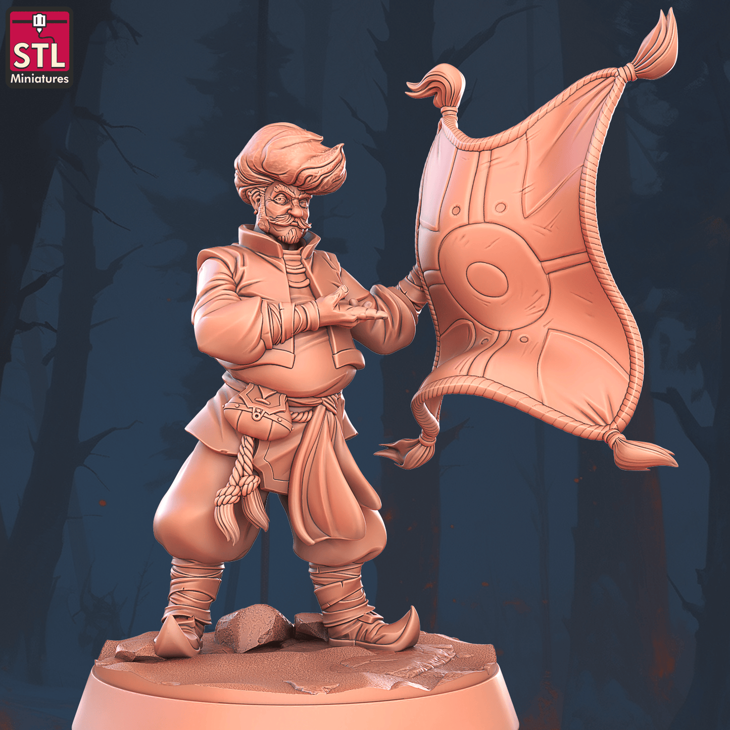 3D Printed STL Miniatures Flying Carpet Vendor Set 28 - 32mm War Gaming D&D - 3D Printing Boss 