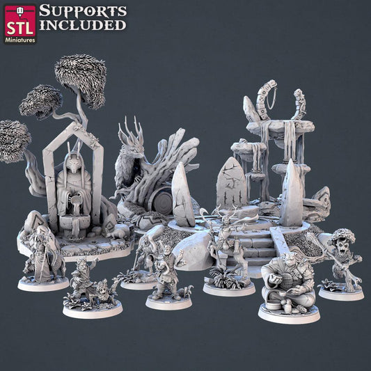 3D Printed STL Miniatures Forest Protectors Set 28 - 32mm War Gaming D&D - 3D Printing Boss 