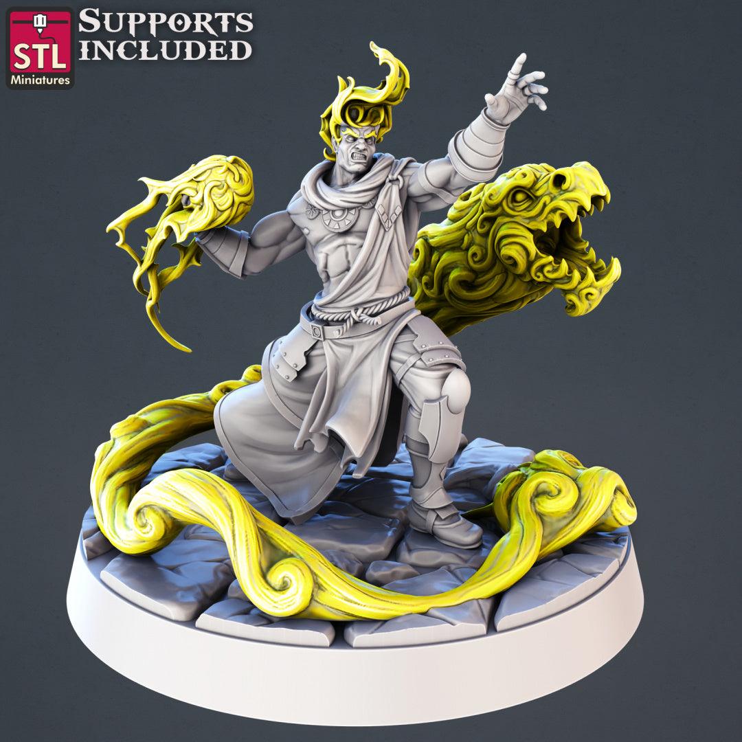 3D Printed STL Miniatures Genasi Set 28 - 32mm War Gaming D&D - 3D Printing Boss 