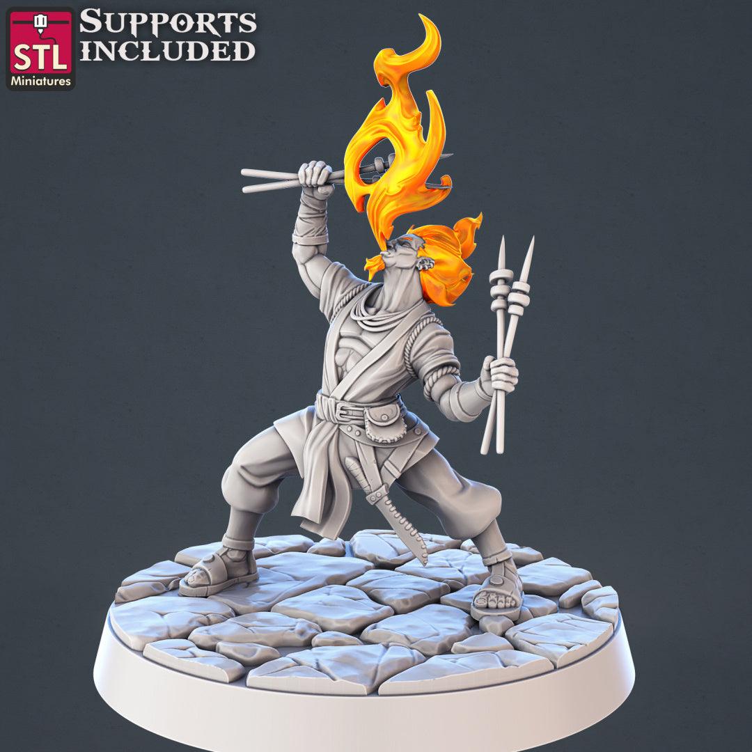 3D Printed STL Miniatures Genasi Set 28 - 32mm War Gaming D&D - 3D Printing Boss 