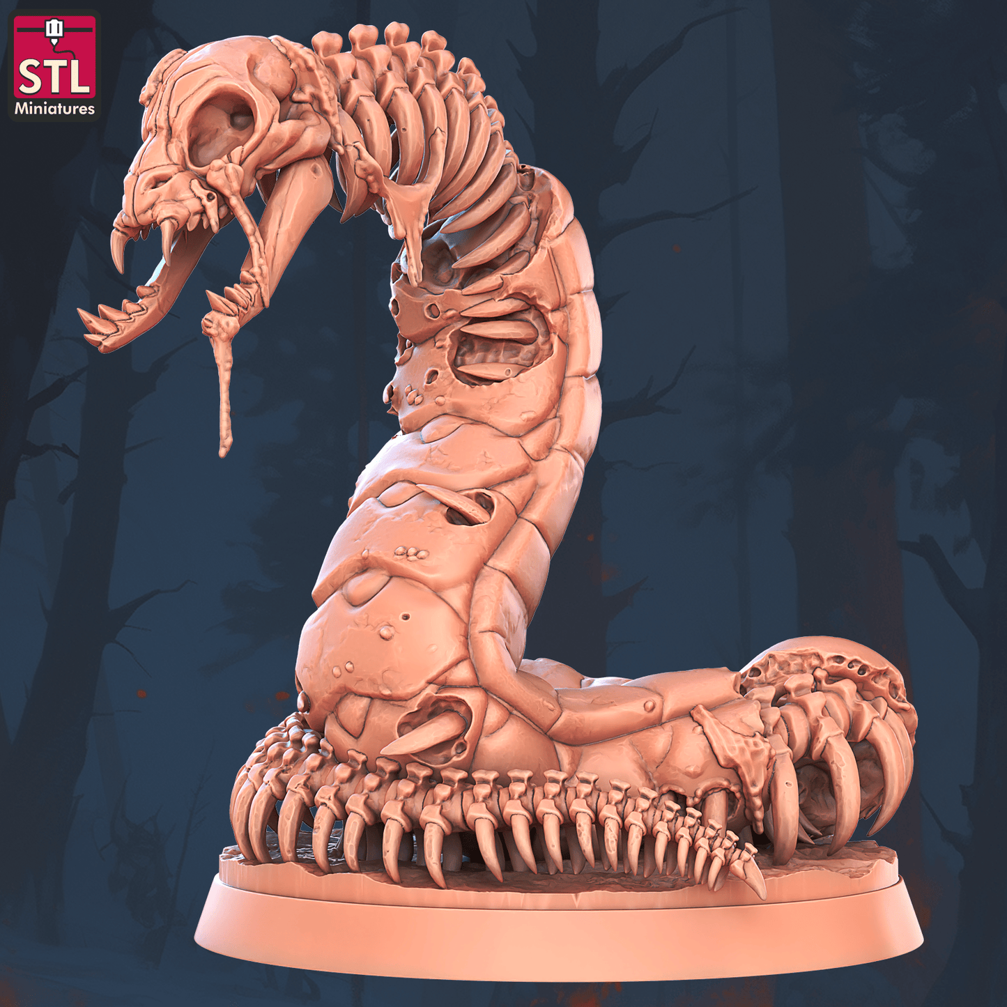 3D Printed STL Miniatures Ghoul Snake Set 28 - 32mm War Gaming D&D - 3D Printing Boss 