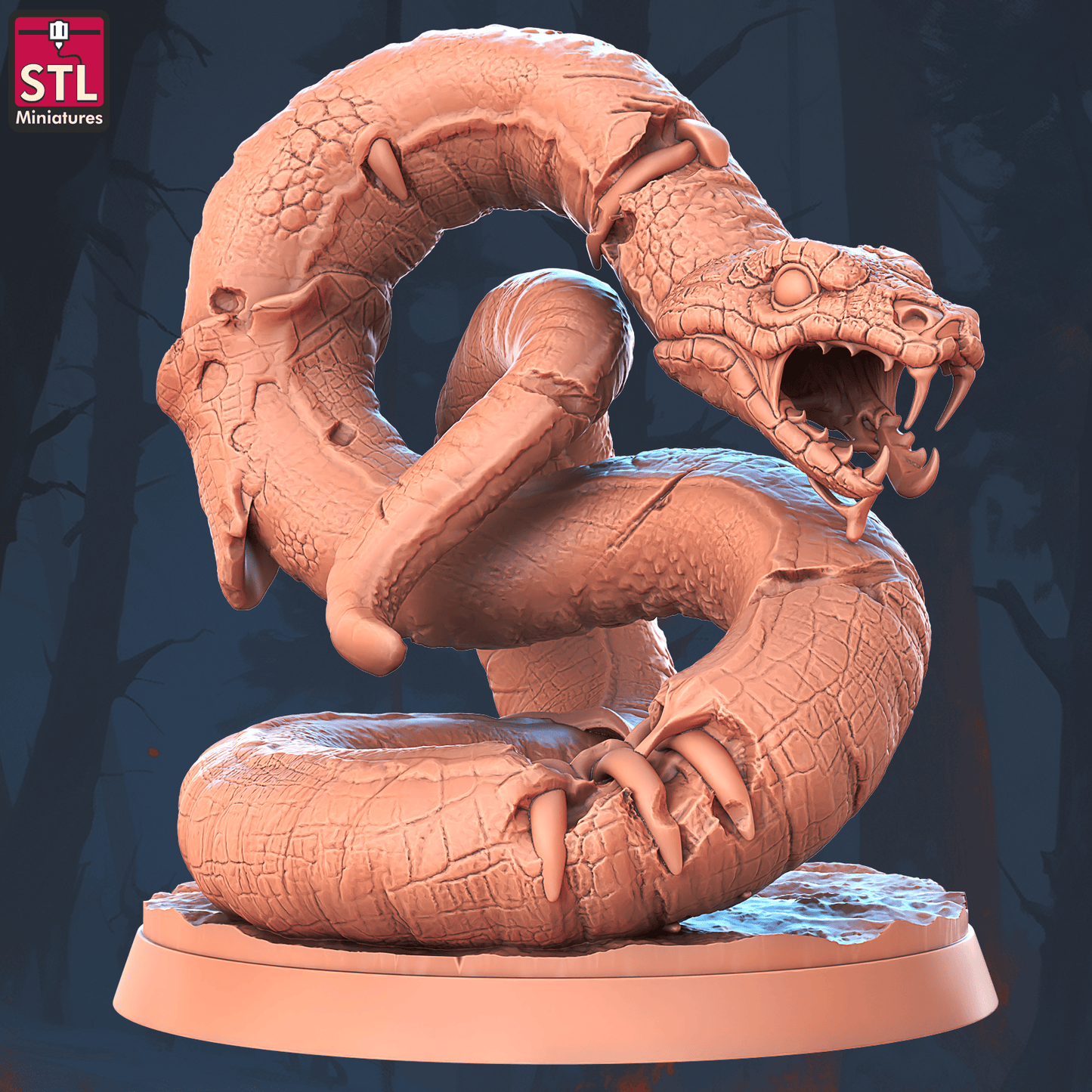 3D Printed STL Miniatures Ghoul Snake Set 28 - 32mm War Gaming D&D - 3D Printing Boss 