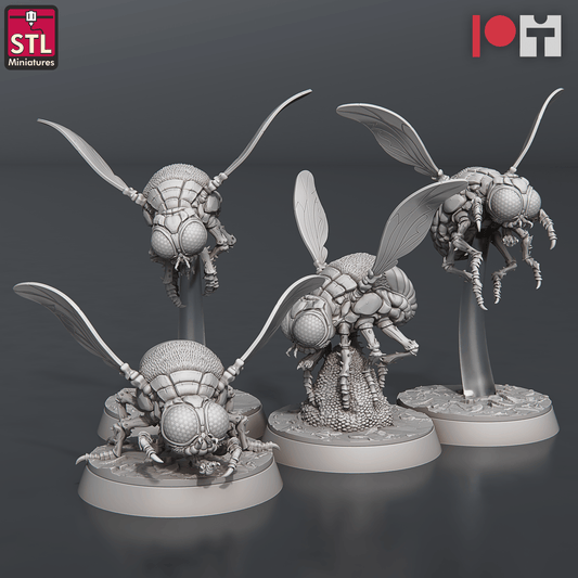 3D Printed STL Miniatures Giant Flies Set 28 - 32mm War Gaming D&D - 3D Printing Boss 