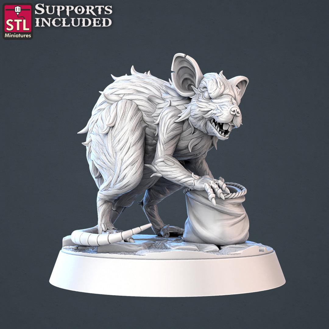 3D Printed STL Miniatures Giant Rats | 28 - 32mm War Gaming D&D - 3D Printing Boss 