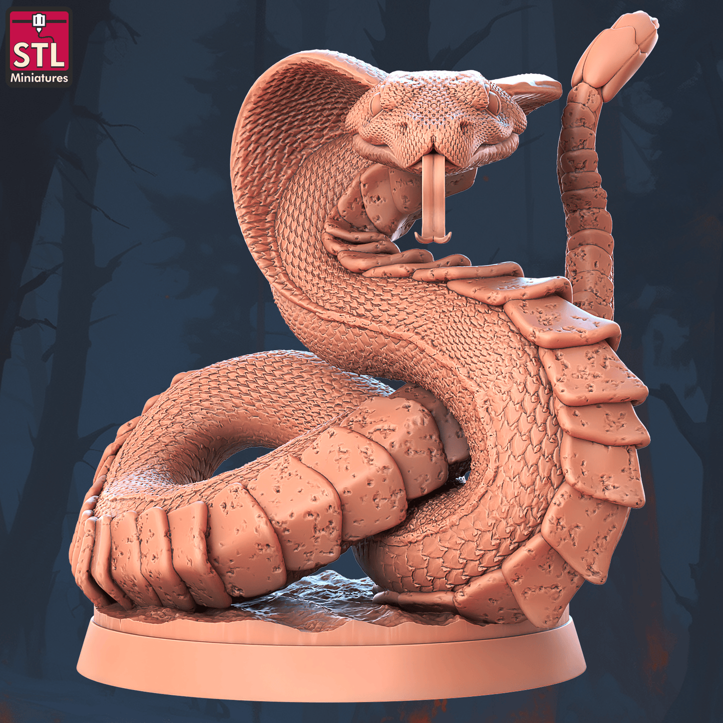 3D Printed STL Miniatures Giant Snake Set 28 - 32mm War Gaming D&D - 3D Printing Boss 