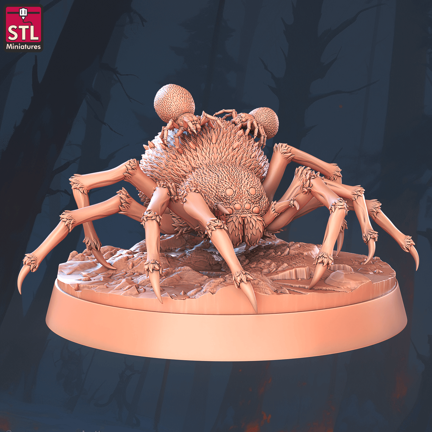 3D Printed STL Miniatures Giant Spiders Set 28 - 32mm War Gaming D&D - 3D Printing Boss 
